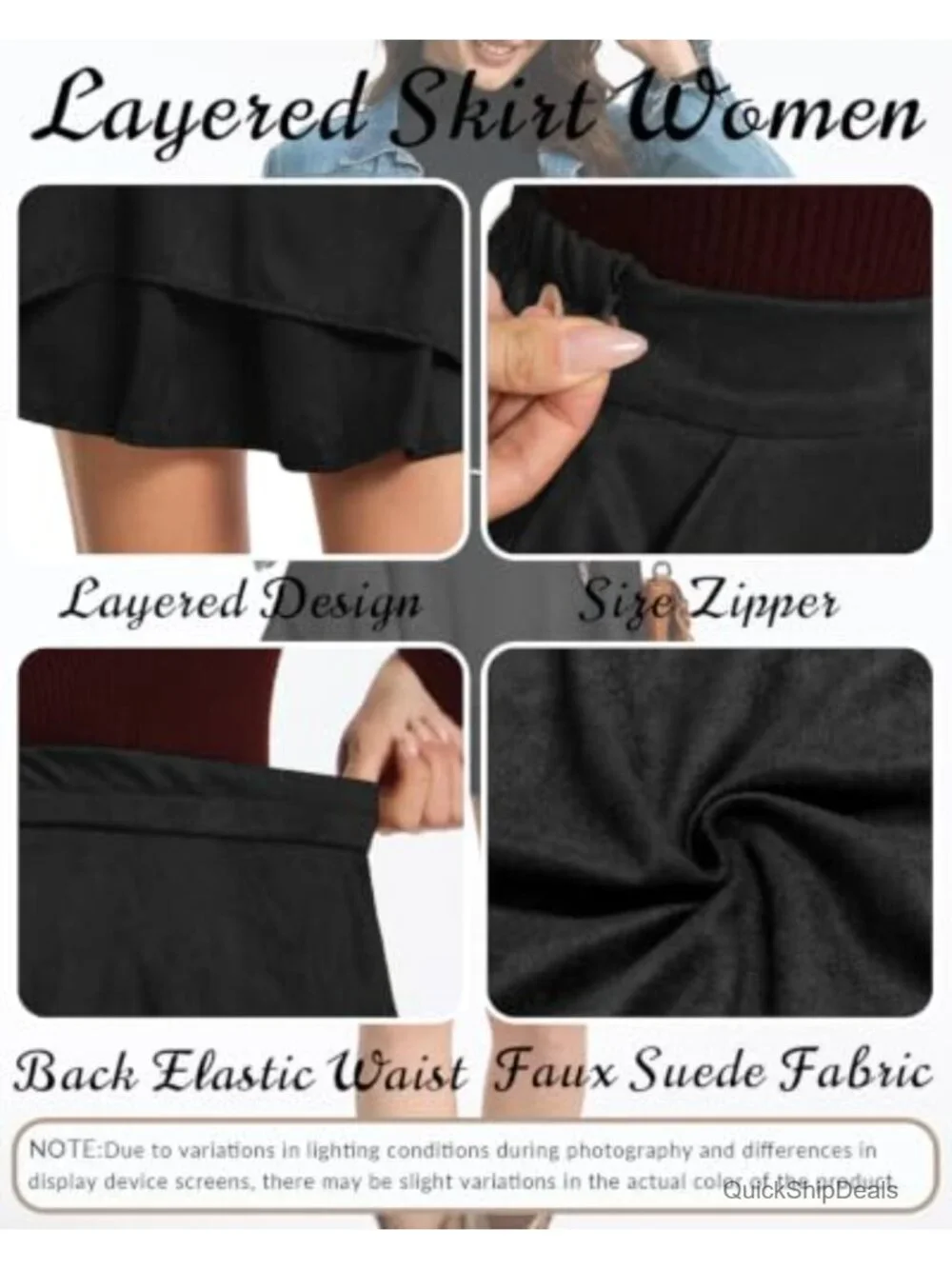 High Waisted Faux Suede Layered Mini Skirt with Pockets Western Cowgirl